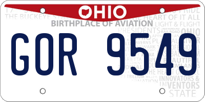 OH license plate GOR9549