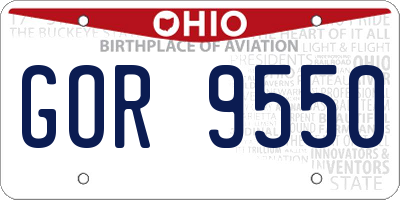 OH license plate GOR9550