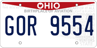 OH license plate GOR9554