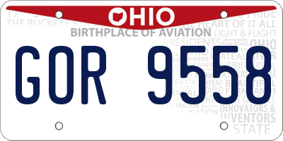 OH license plate GOR9558