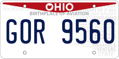 OH license plate GOR9560
