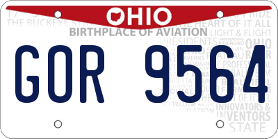 OH license plate GOR9564