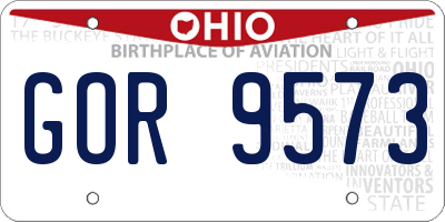 OH license plate GOR9573