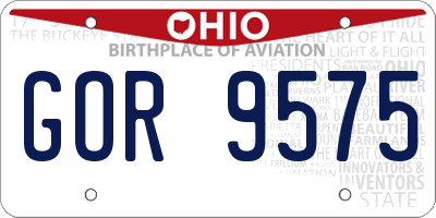 OH license plate GOR9575