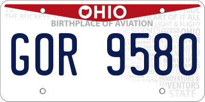 OH license plate GOR9580