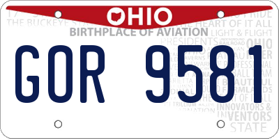 OH license plate GOR9581