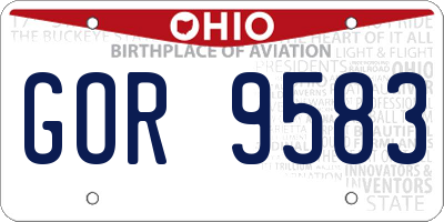 OH license plate GOR9583