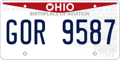 OH license plate GOR9587