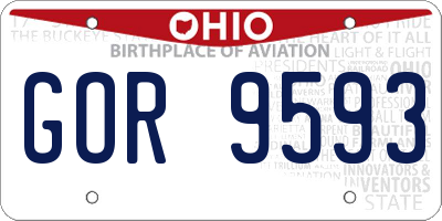 OH license plate GOR9593