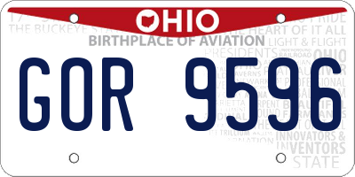 OH license plate GOR9596