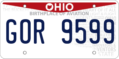 OH license plate GOR9599