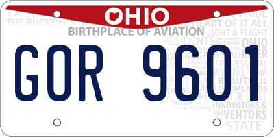 OH license plate GOR9601