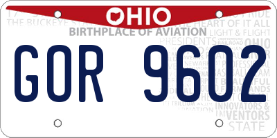 OH license plate GOR9602