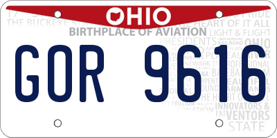 OH license plate GOR9616