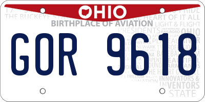 OH license plate GOR9618