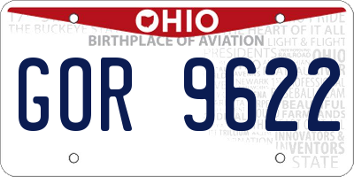OH license plate GOR9622