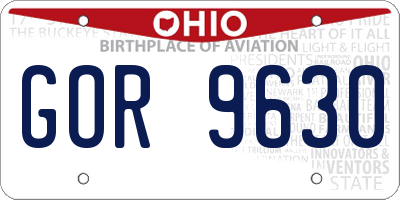 OH license plate GOR9630