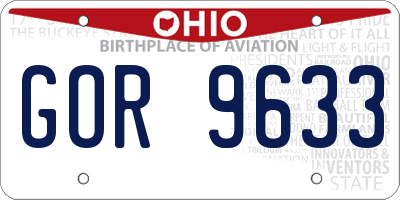OH license plate GOR9633