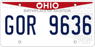 OH license plate GOR9636