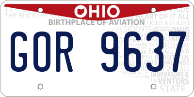 OH license plate GOR9637