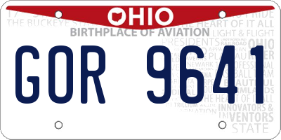OH license plate GOR9641