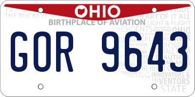 OH license plate GOR9643