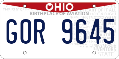 OH license plate GOR9645