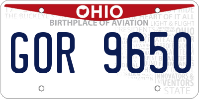 OH license plate GOR9650