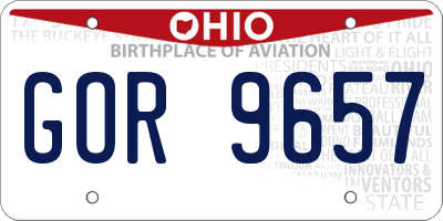 OH license plate GOR9657