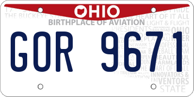 OH license plate GOR9671