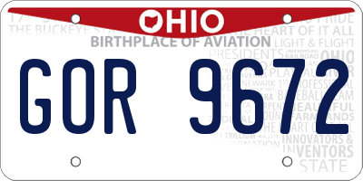 OH license plate GOR9672