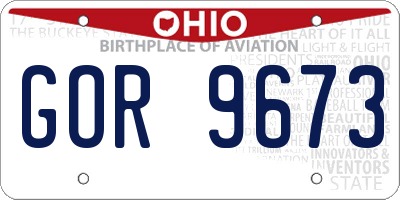 OH license plate GOR9673