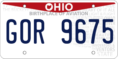 OH license plate GOR9675