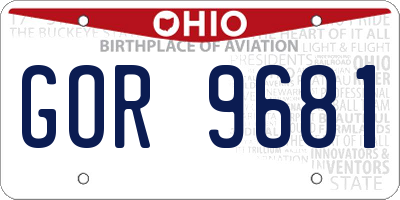 OH license plate GOR9681