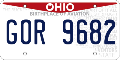 OH license plate GOR9682