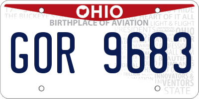 OH license plate GOR9683