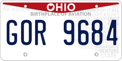 OH license plate GOR9684