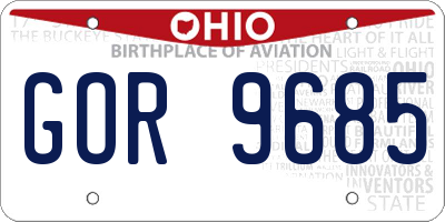 OH license plate GOR9685
