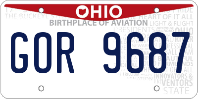 OH license plate GOR9687