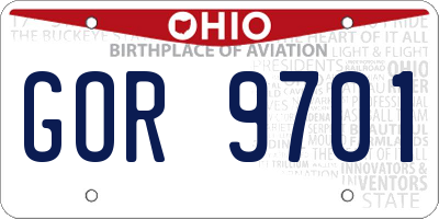 OH license plate GOR9701