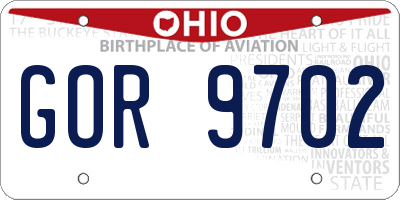 OH license plate GOR9702