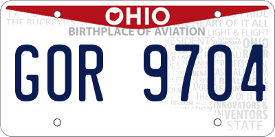 OH license plate GOR9704
