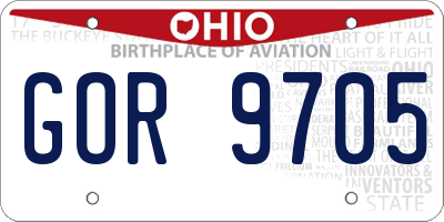 OH license plate GOR9705