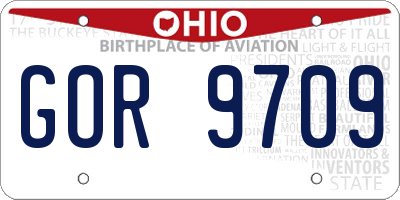 OH license plate GOR9709