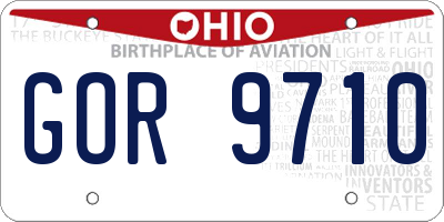 OH license plate GOR9710