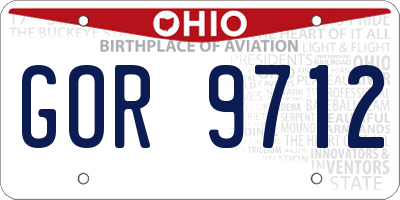 OH license plate GOR9712