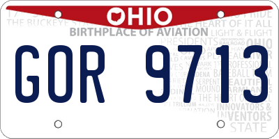 OH license plate GOR9713