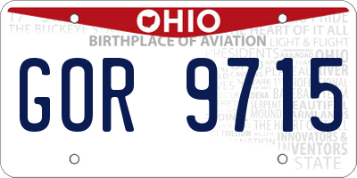 OH license plate GOR9715