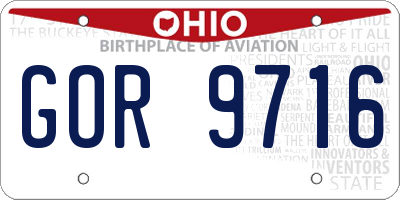 OH license plate GOR9716