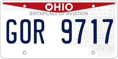 OH license plate GOR9717